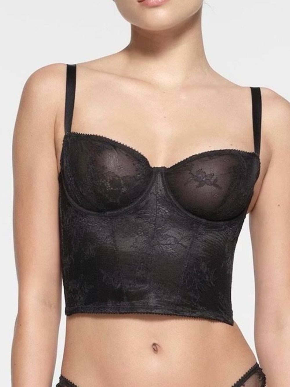 SKIMS ultra fine lace corset onyx- black NWT SIZE 3X